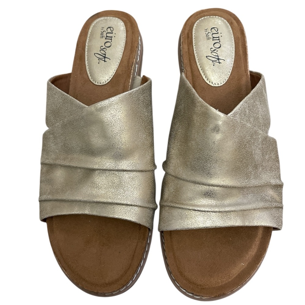 Eurosoft Shimmering Gold Comfort Slide Sandals